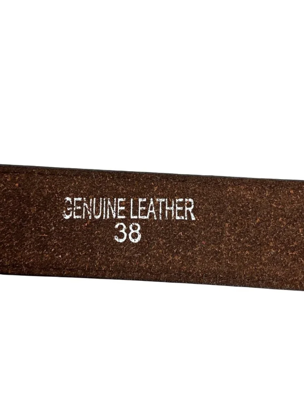 Western Leather Belt With Polished Silver Buckle & Oval Detail Mens 38 Brown